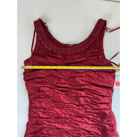 NWT Cachet Women's 10 Red Bodycon Dress Beaded Satin Ruched Mini Y2K Party Scoop - Picture 5 of 10
